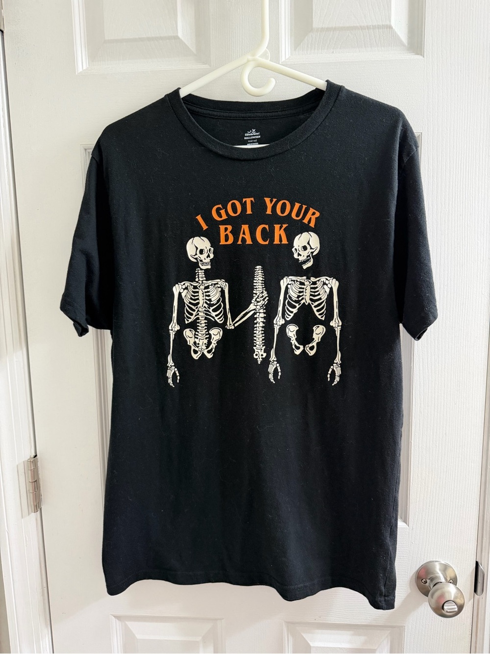 I Got Your Back Black Graphic Tee - Skeleton Print Large L T Shirt Halloween